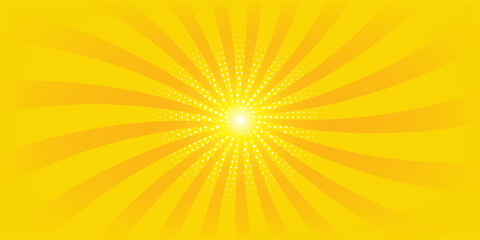 Obraz premium Abstract yellow comic background. yellow starburst with halftone. starburst manga background. spiral, swirl, comic rays