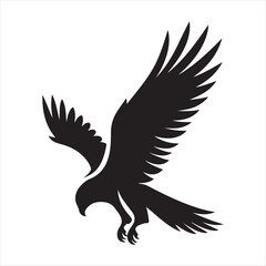 Fototapeta premium Hawk diving vector silhouette line art logo design concept illustration 