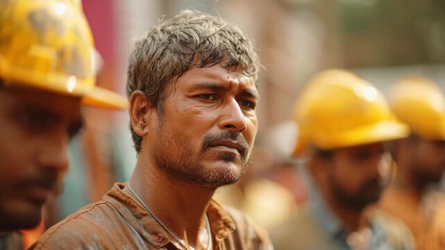 Workers and Firefighters Participating in May Day Celebration with Respect and Unity Outdoors