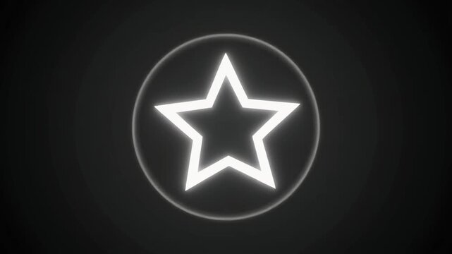 Animated Neon Star Emblem In Dark Circle.