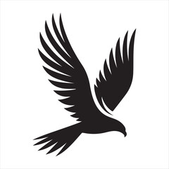 Obraz premium Hawk diving vector silhouette line art logo design concept illustration 