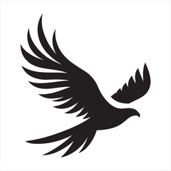 Hawk diving vector silhouette line art logo design concept illustration 