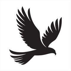 Obraz premium Hawk diving vector silhouette line art logo design concept illustration 