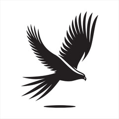Obraz premium Hawk diving vector silhouette line art logo design concept illustration 