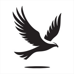 Fototapeta premium Hawk diving vector silhouette line art logo design concept illustration 