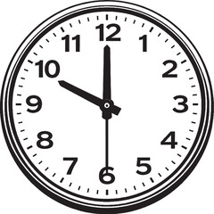 Classroom Wall Clock Black and White Line Art Illustration