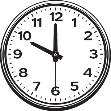Classroom Wall Clock Black and White Line Art Illustration