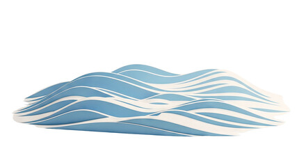 Abstract Blue and White Wavy Sculpture