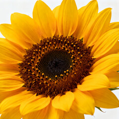 Obraz premium Vibrant Sunflower Bloom on White Background