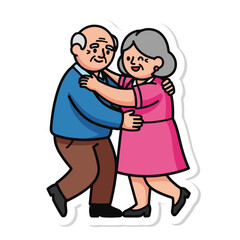 Obraz premium A cartoon elderly couple dancing