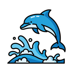 Obraz premium A cartoon dolphin jumping out of water