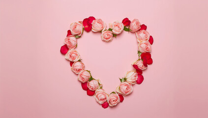 Obraz premium Heart Shape Flower Arrangement: Romantic Roses for Valentine's Day Gift