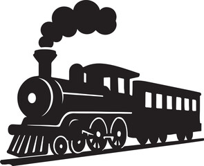 Classic Steam Locomotive Silhouette Vector Vintage Train Illustration