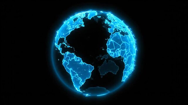 Global Network: A digital representation of Earth, illuminated with interconnected lines and points, symbolizes the vast network and interconnectedness that defines our modern world.