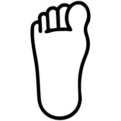 Obraz premium Line icon of a human Foot features the heel, arch, and five distinct, rounded toes. Related to universal marker for podiatry services, shoe sizing charts, spa services, or mapping pedestrian pathways