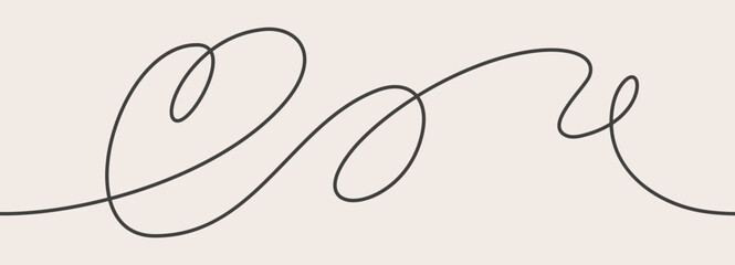 Obraz premium Heart Continuous Line Seamless Pattern in Minimalist Style. Outline Doodle with Wavy Curves and Swirls. Vector Loops and Twists for Wedding Designs, Valentine's Day Cards.