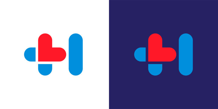 Letter H medical plus cross icon logo design vector. modern minimalist health care logo.