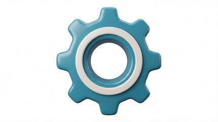 Obraz premium Blue Gear Icon with White Ring: A Symbol of Settings and Configuration.