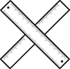 Fototapeta premium Crossed rulers icon depicting school measurement and architectural drafting equipment flat design