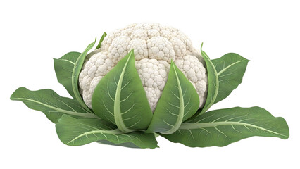 Fresh Cauliflower with Green Leaves