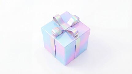 Obraz premium Pastel Gift Box with Ribbon on White Background.