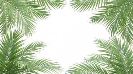 Obraz premium Tropical Palm Leaves Frame on White Background for Summer.