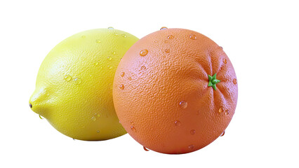 Lemon and Orange with Water Droplets