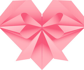 folded origami heart bow pink romantic design