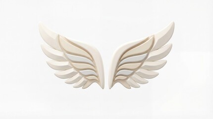 Obraz premium Elegant white angel wings on a clean white background.