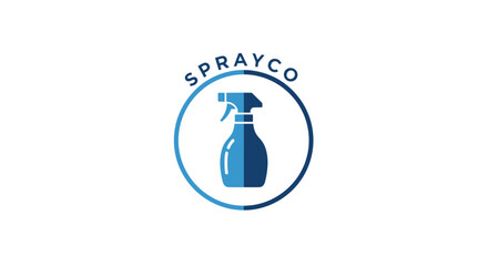 Blue Spray Bottle Iconic Logo Design.