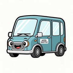 Naklejka premium Cartoon Hotel Shuttle Van Illustration.