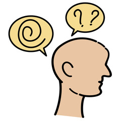 illustration representing confusion, doubt, or a questioning mind. 