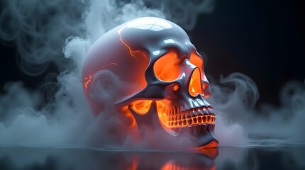 Theme Halloween, Glass skull filled with glowing smoke