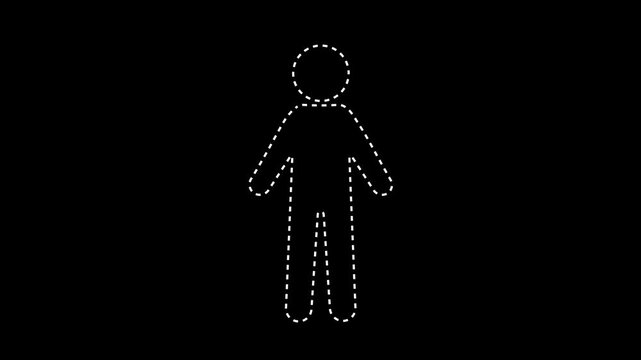 person icon with dotted line, Abstract Minimalist Silhouette Standing Human Symbol Icon, 4k video