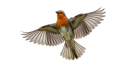 Obraz premium Robin Bird Flying On Transparent Background Realistic Photo