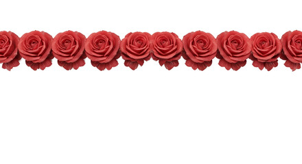 Row Of Red Roses On A Red Background Seamless Design