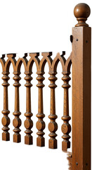 Rustic Wooden Baluster Detail Brown Color Realistic Photo Isolated
