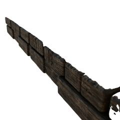 Rustic Wooden Fence Section Realistic Isolated 3D Render