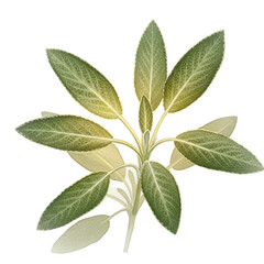 Sage Leaf Plant With Transparent Background And Green Hues