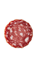 Salame Slice Red Background Realistic Photo