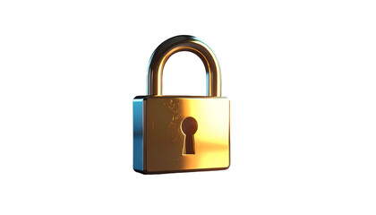 Naklejka premium Gold Padlock with Keyhole Unlocked Position.
