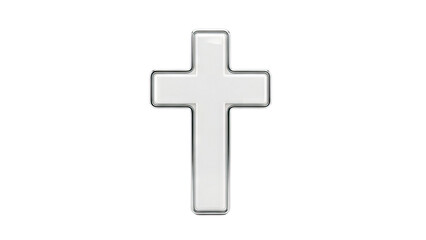 Obraz premium Modern White Cross with Silver Outline