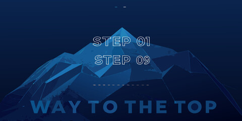 Abstract mountain illustration with text step by step to the top