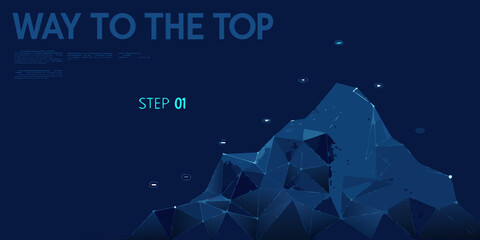 Abstract polygonal mountain illustration with text overlay way to the top