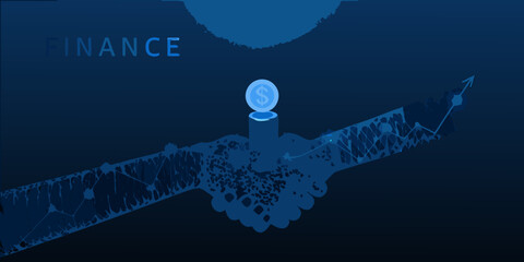 Financial growth visualized with a rising graph currency symbol and blue tones