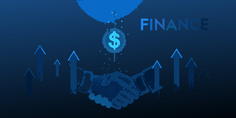 Financial growth and partnership symbolized by a handshake and upward trends