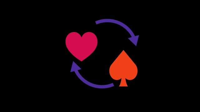 Love and Card Suits Icons Romantic Symbolism 4K animation.