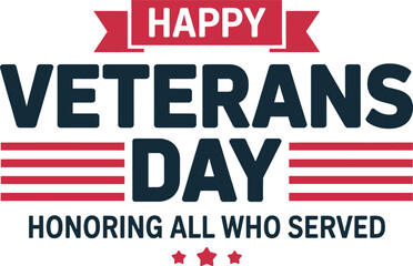 Veterans Day greeting with red white and blue text and stars happy veterans day honoring all who served