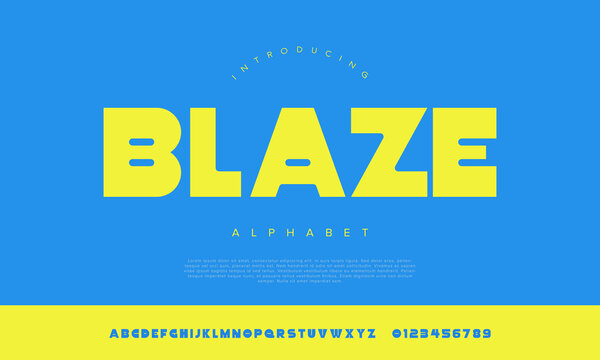 Blaze extra bold geometric display font for modern tech racing sport logo and futuristic gaming brand identity