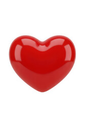 Shiny Red 3D Heart Symbol on White Background - Love and Valentine's Day
